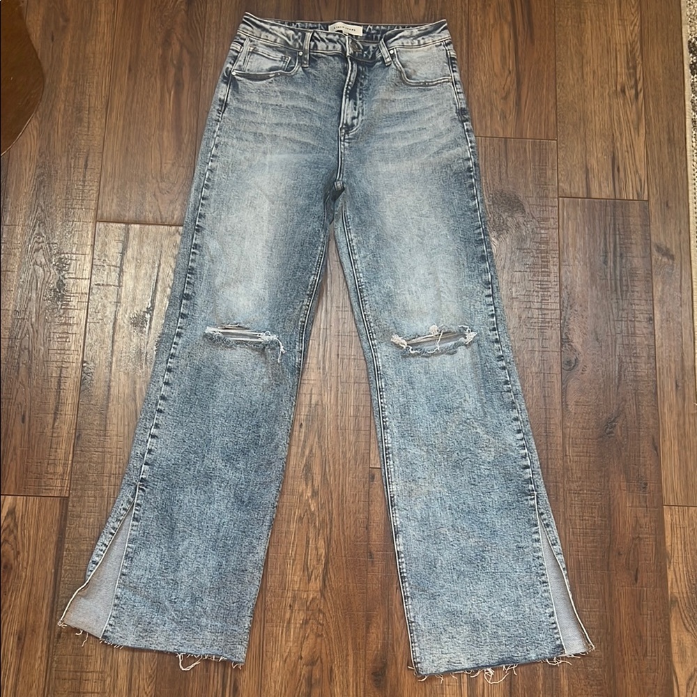 Trendy Distressed Wide Leg Jeans
